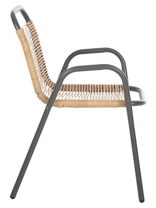 Gartenstühle Rattan Avril Grau Natur 54.5x56x78cm