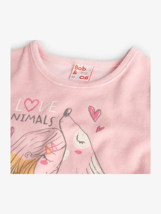 Boboli Παιδική Πιτζάμα Χειμωνιάτικη Βαμβακερή Pink