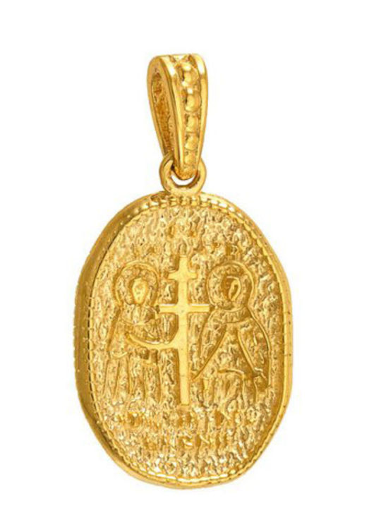 Papoulidis Jewellery Anhänger Kinder Amulett Beidseitig Konstantinato aus Gold 9K 260