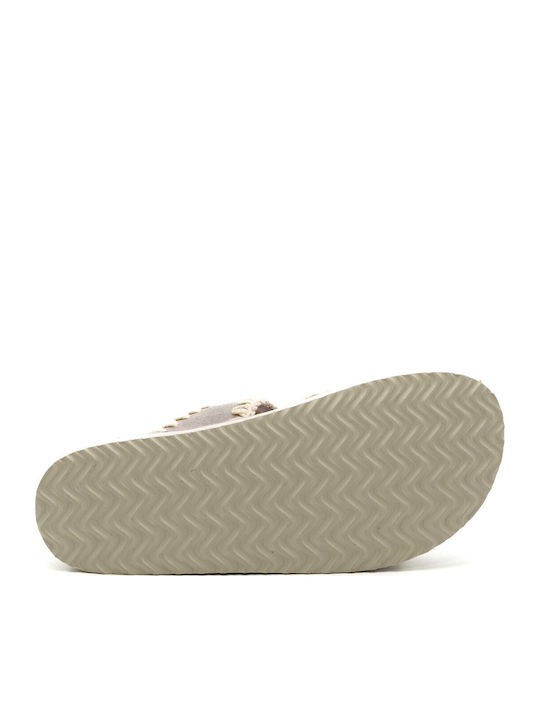 Leder Flache Sandalen für Damen in Beige Farbe Regelmäßig Passform