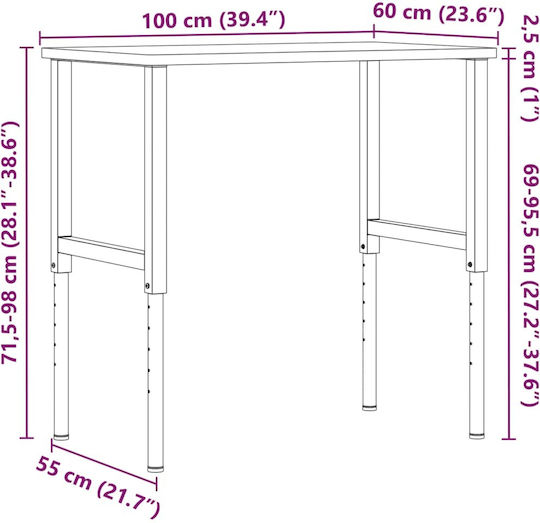 vidaXL Bench, work table, Worktable, Workbench 60x71x100cm
