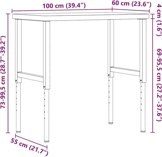 vidaXL Πάγκος Εργασίας 100x60x73cm 3309713