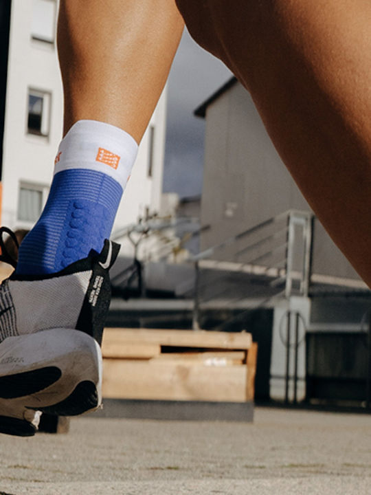Compressport Pro Racing Socks V4.0 Running Socks Dazz Blue/White 1 Pair