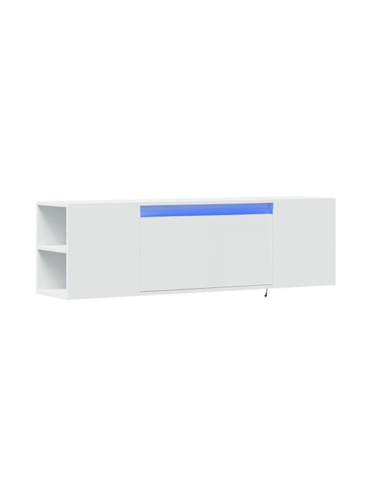 TV Stand Wooden with LED Lighting White L135xW31xH39.5cm