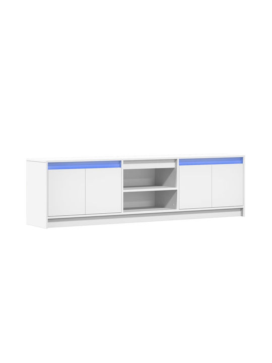 TV Stand Wooden with LED Lighting White L180xW34xH50cm