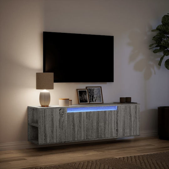 TV Stand with LED Lighting Gray Sonoma M135xD31xH39.5cm