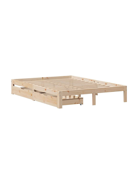 Vidaxl Bed Frame with Drawers Without Mattress 160x200cm 1 Piece Double Brown