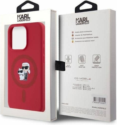Karl Lagerfeld Karl&Choupette Umschlag Rückseite Kunststoff / Silikon Rot (iPhone 15 Pro)