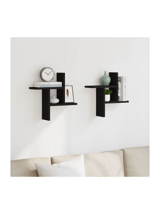 Shelves Wall Black 2pcs 38x12x38cm