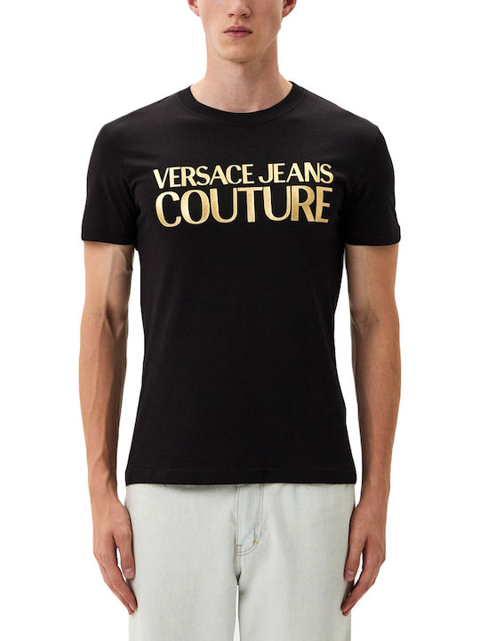 Versace T-shirt Bărbătesc cu Mânecă Scurtă Μαύρο-χρυσό