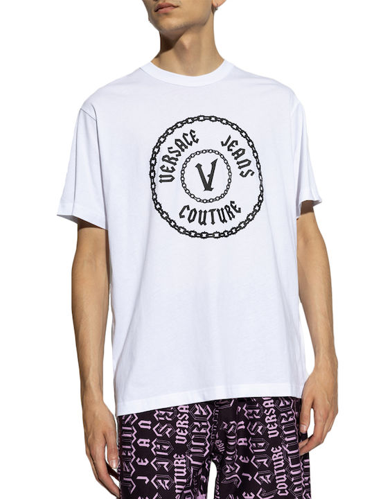 Versace Men's Short Sleeve T-shirt WHITE- BLACK