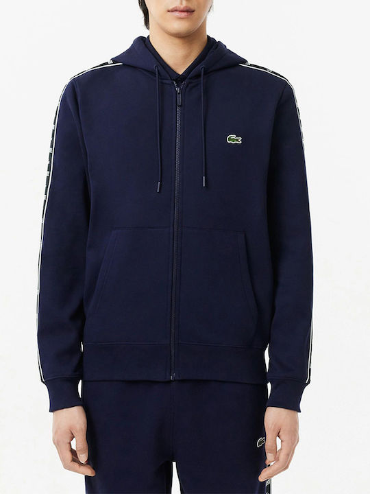 Lacoste Men's Sweatshirt Jacket with Hood and Pockets Dark Blue