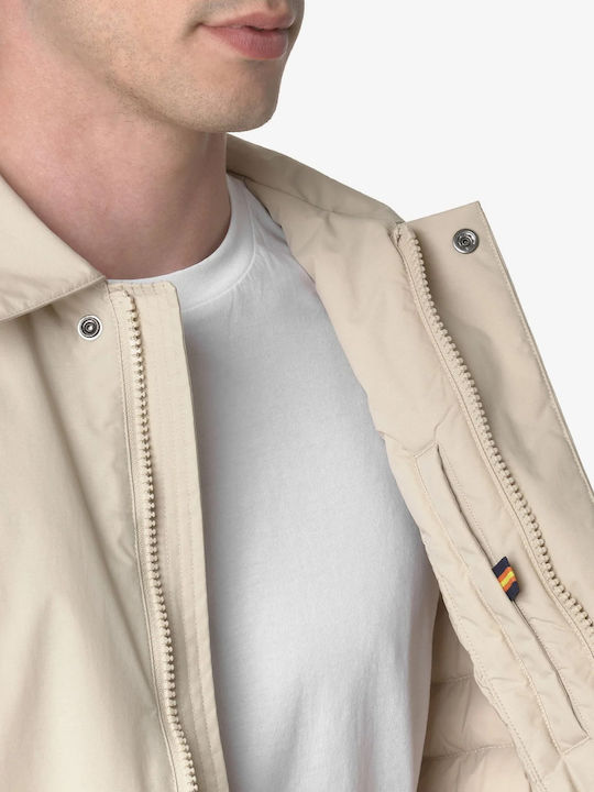 K-Way Herren Jacke Lässig Wasserdicht Light Beige