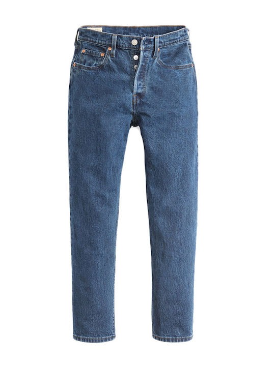 501 Original High Waist Women's Jean Trousers in Straight Line Blue