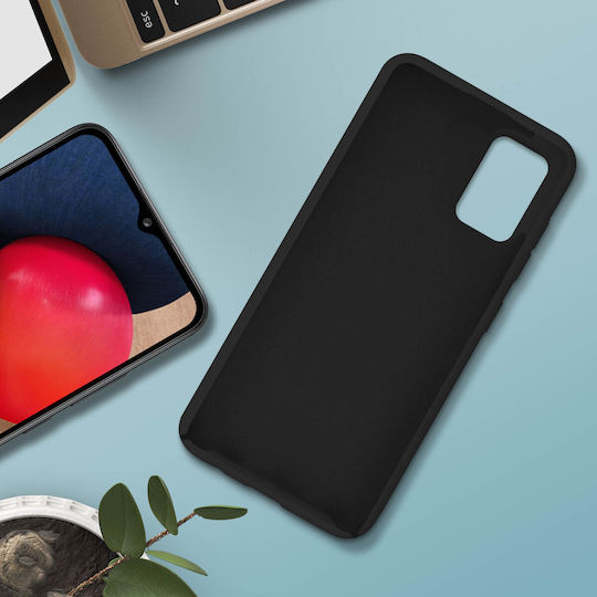 Back Cover Samsung Galaxy A02s Semi-rigid Silicone Soft-touch Finish Black