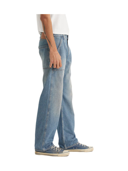 555 Ανδρικό Παντελόνι Τζιν με Relaxed Straight Εφαρμογή Μπλε