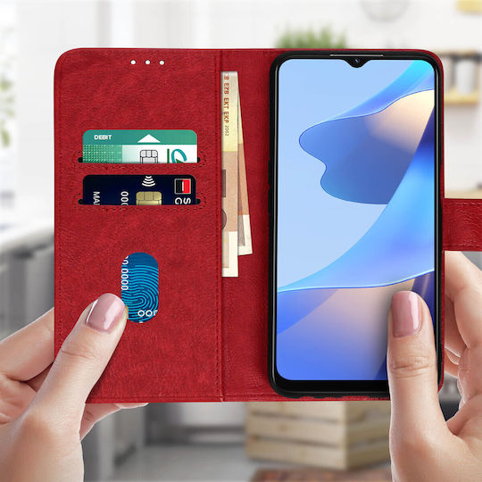 Case Oppo A16 A16s Clamshell Wallet Function Video Stand Red