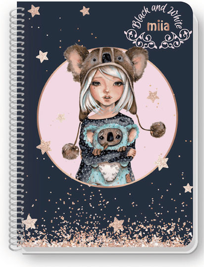 Black & White Spiral Notebook Ruled B5 30 Sheets Miia 1pcs