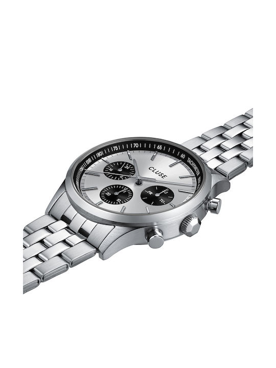 Cluse Ανδρικό Ρολόι 42mm Μπαταρίας με Ασημί Μεταλλικό Μπρασελέ