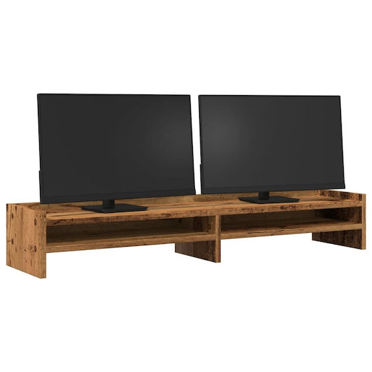 vidaXL Desktop Stand for 2 Monitors Old Wood Look Brown (854731)