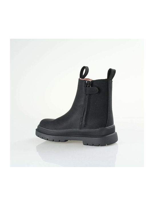 Garvalin Kids PU Leather Boots with Zipper Black