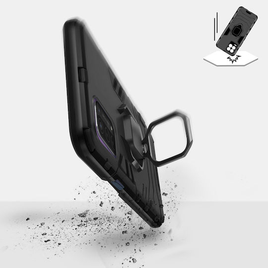Oppo A54 5g A74 5g Hybrid Stoßfeste Hülle mit Metallring-Ständer Schwarz