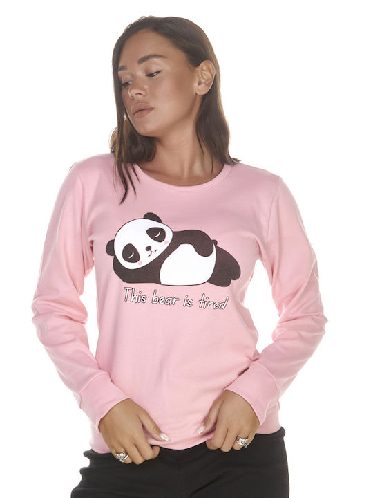 Damen Pyjama Panda Logo Pink