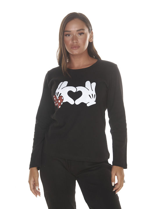 Women's Pajamas Little Hands Heart Black