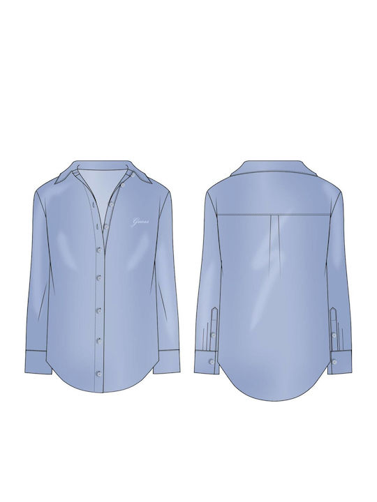 Women's Monochrome Long Sleeve Shirt Blue