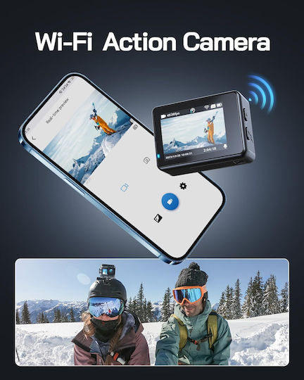 Wolfang GA120 Action Camera 4K Ultra HD Underwater with Screen and Wi-Fi Black