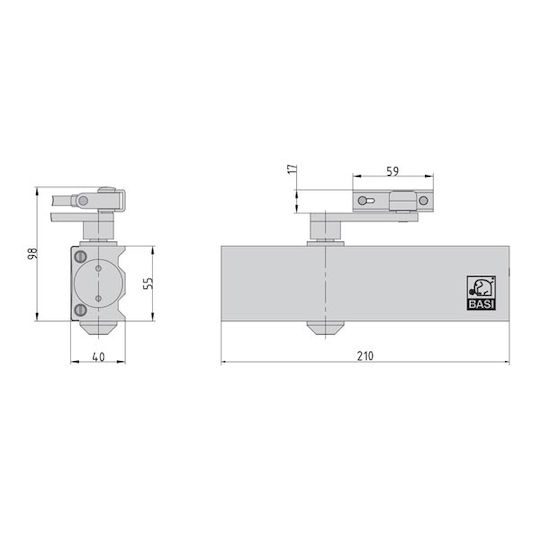 Basi Ts 200 Door Closer for Doors up to 125cm Silver