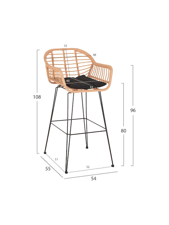 Stool for Bar Outdoor Allegra Beige, Black