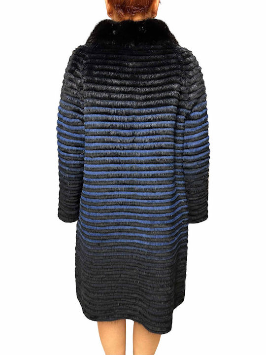 Frauen Pelz Black-blue