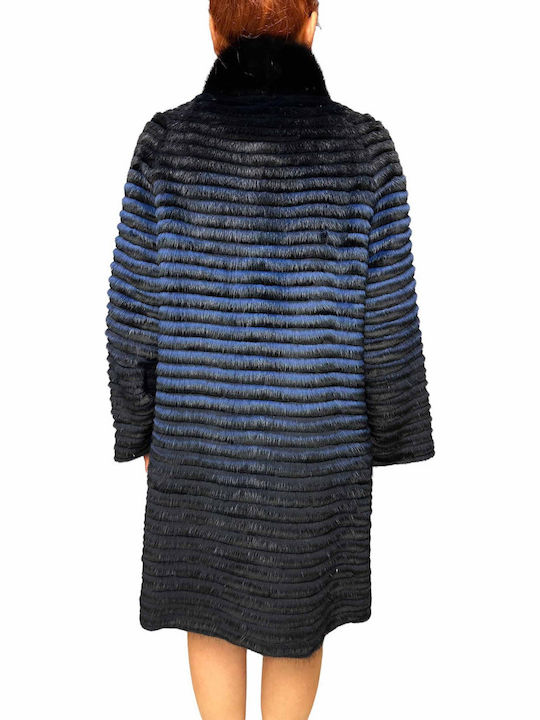 Women's Short Fur Black-blue