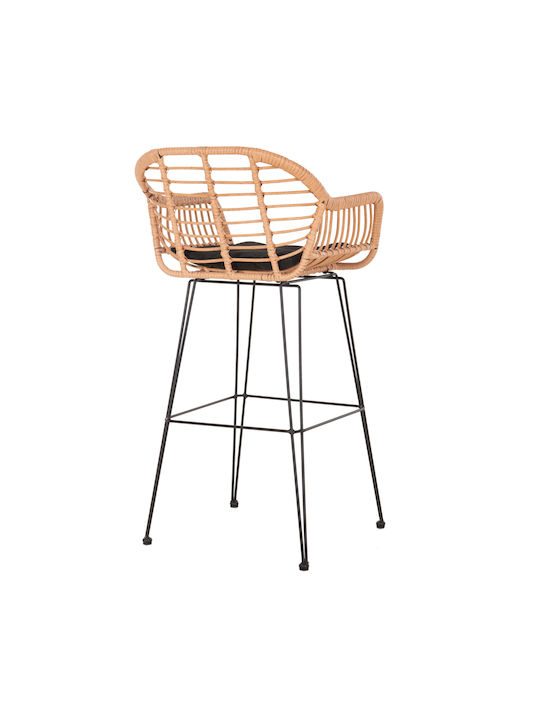 Scaun De Bar Pentru Exterior Rattan Allegra Cu Pernă Bej, Negru 54x55x108cm