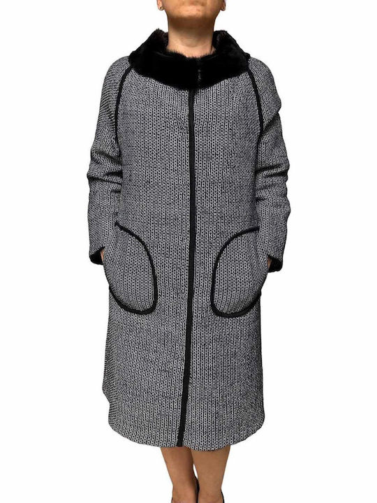 Frauen Pelz Black-blue