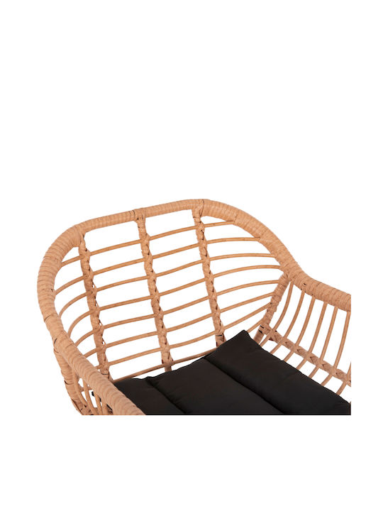 Scaun De Bar Pentru Exterior Rattan Allegra Cu Pernă Bej, Negru 54x55x108cm