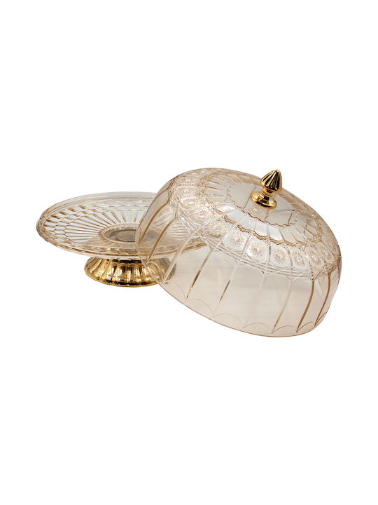 Keskor Tortieră Plastic cu Capac și Picior Maro 31x31x25buc