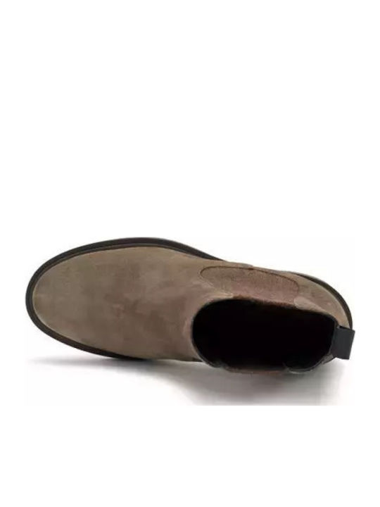 Suede Women's Chelsea Boots with Medium Heel Beige