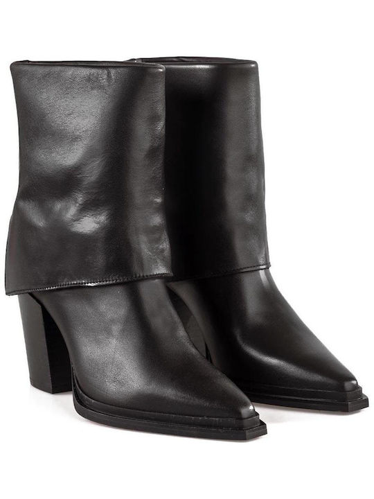 Alpe Leather Women's Ankle Boots with High Heel Black