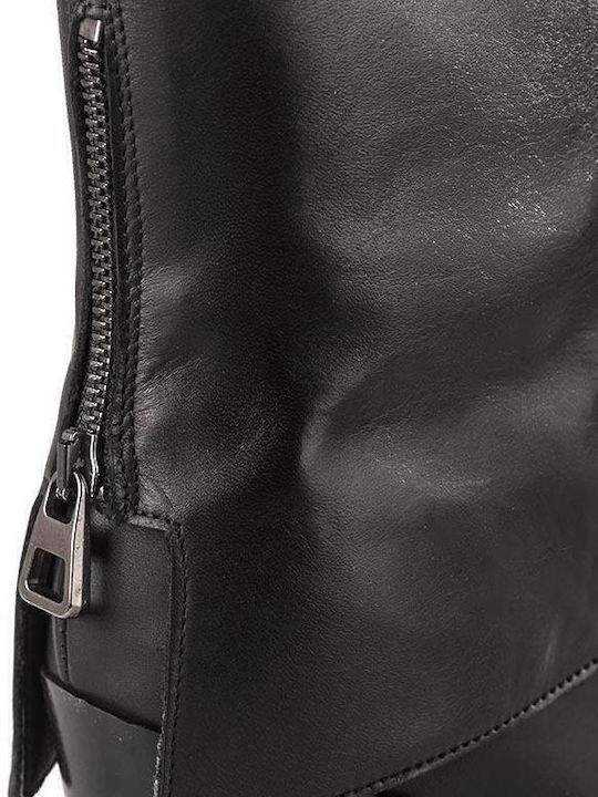 Leder Stiefeletten Damen Schwarz