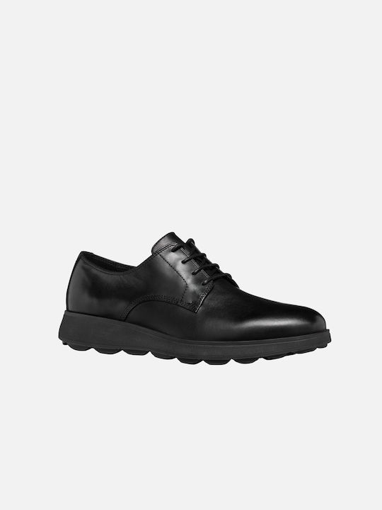 Geox Leder Herren Freizeitschuhe Schwarz