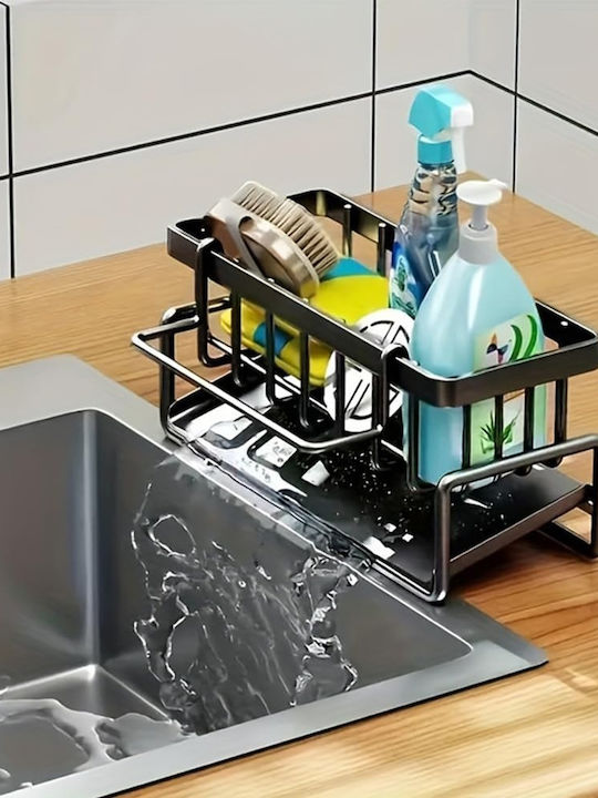 Organizator Pentru Chiuveta De Bucătărie Din Oțel Inoxidabil Negru 23x9x10cm