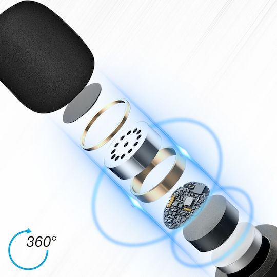 Puluz MIC-PLZ-3083B Ασύρματο Μικρόφωνο Πέτου, Clip On για Φωνητικά