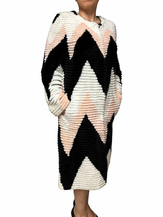Women's Long Fur White-black-pink