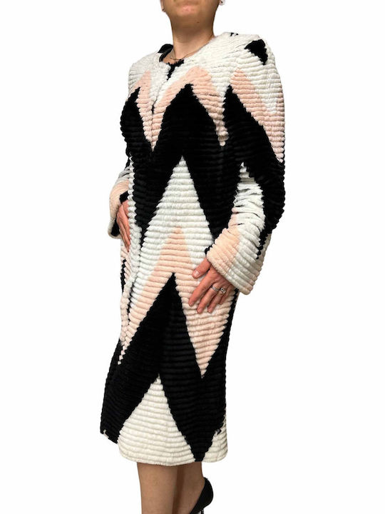 Women's Long Fur White-black-pink