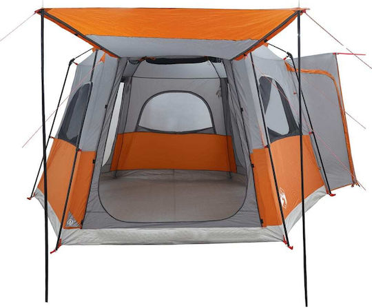 vidaXL Camping Tent Gray for 4 People 410x357x222cm Grey/Orange