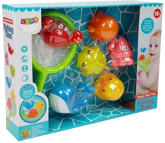 Lean Toys Set For Bathing Aquatic Animals Net Dolphin Crab Jucărie de baie pentru 18++ luni