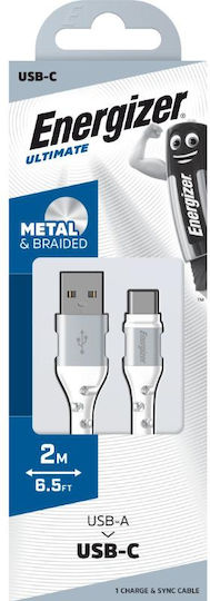 Energizer Braided USB 2.0 Cable USB-C male - USB-A Λευκό 2m C520CKWH