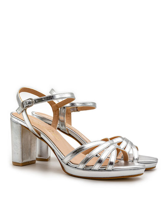 Stefania Synthetic Leather Women's Sandals Silver